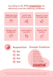 Top Rehab Acupuncture Flyer treating conditions